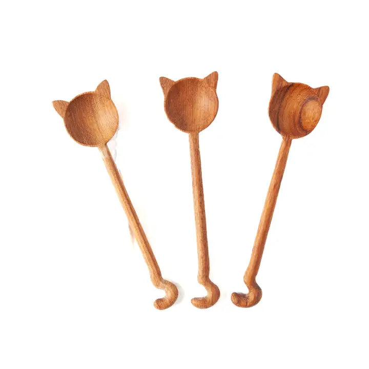 Cat Silhouette Hand-Carved Wooden Spoon