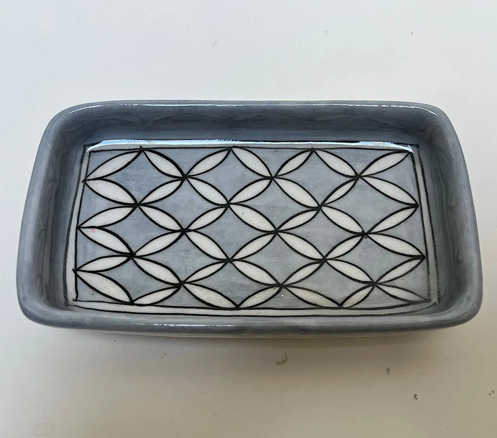 Soap Dish Rectangular Geo Grey