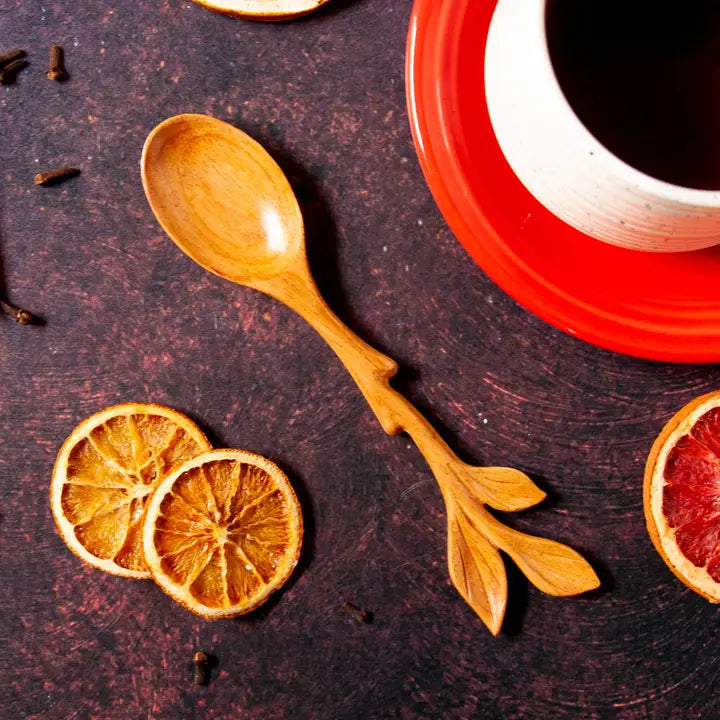 Leafy Laurel Hand-Carved Wooden Spoon