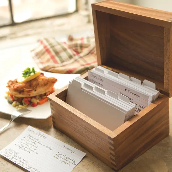IW Wooden Recipe Card Box Acacia