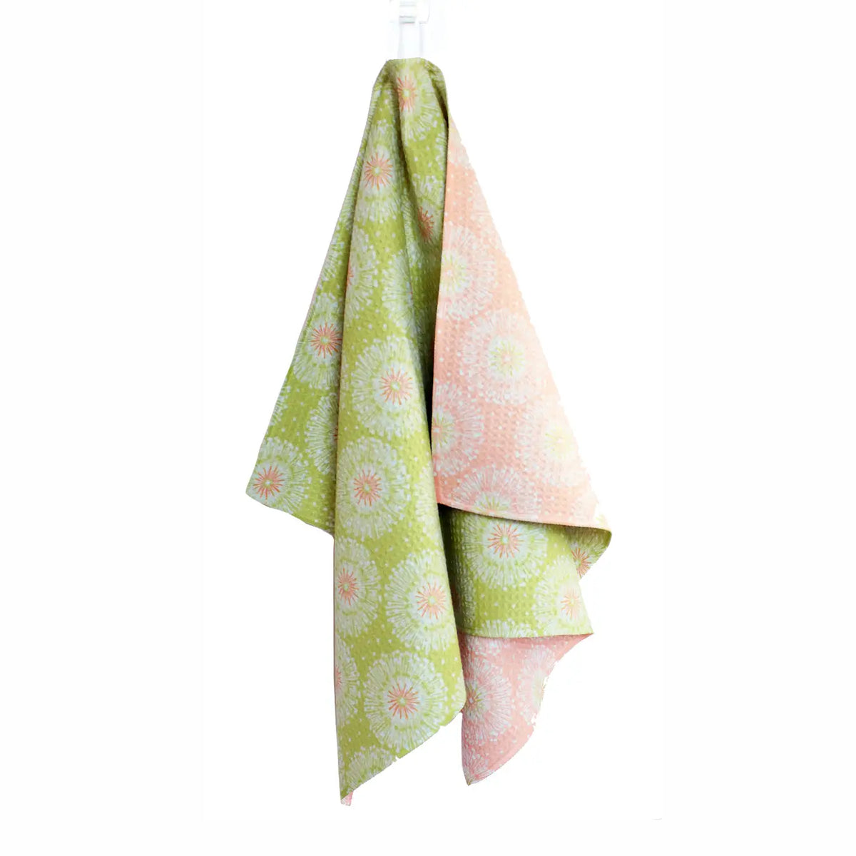 Yellow and Coral Allium | Two Sided Microfiber Tea Towels