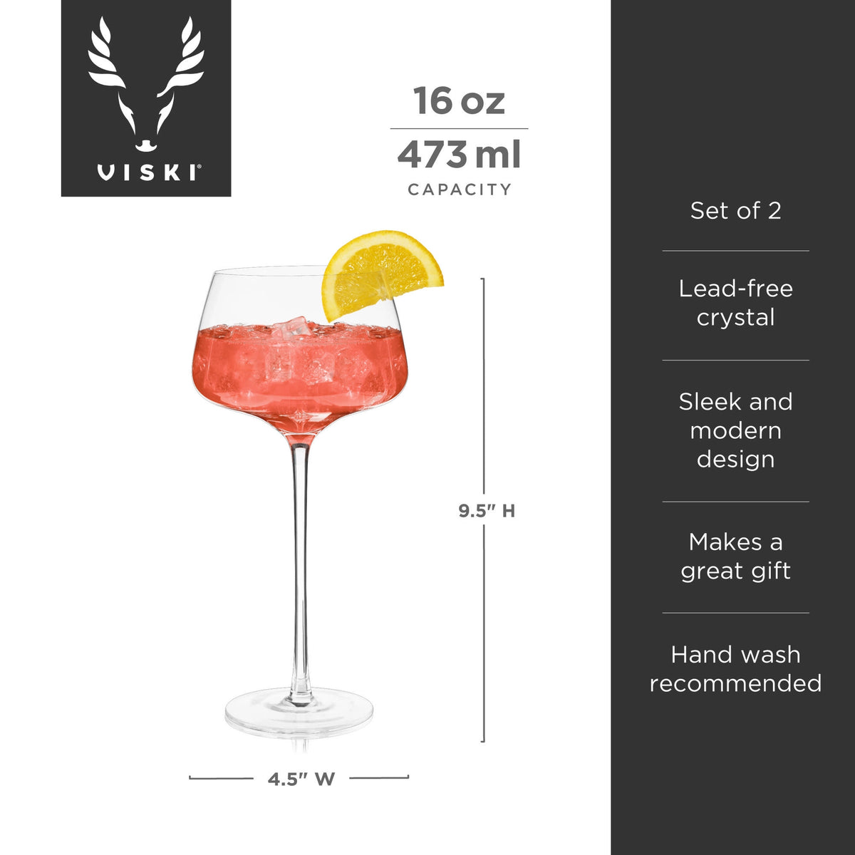 S/2 Angled Crystal Amaro Spritz Glasses