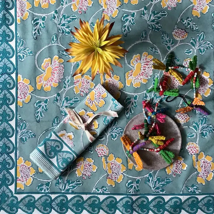60x60 Cornflower Green Tablecloth