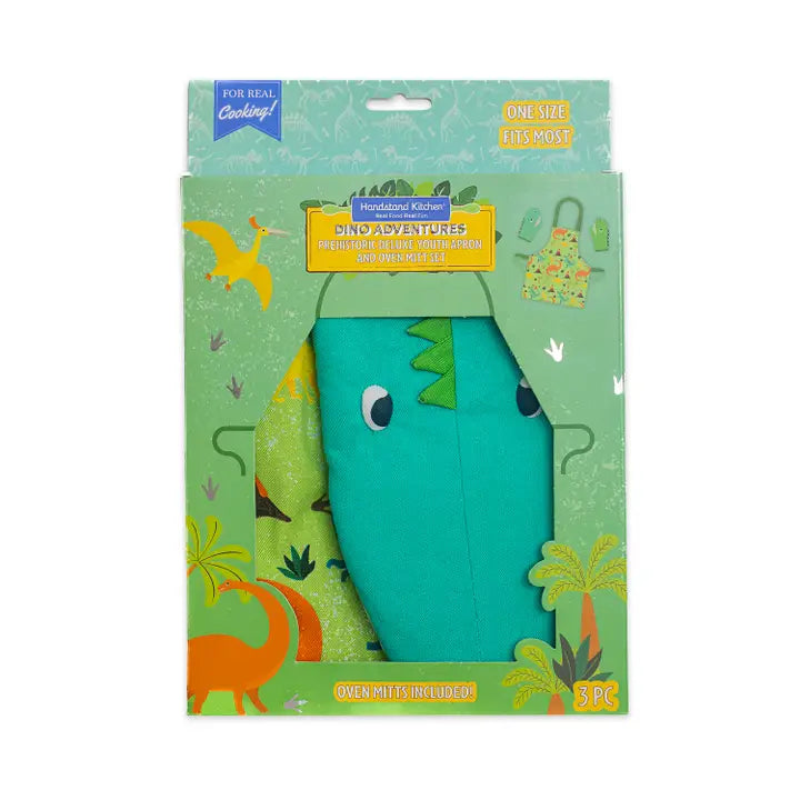 Dinosaur Kids Apron and Oven Mitts Set