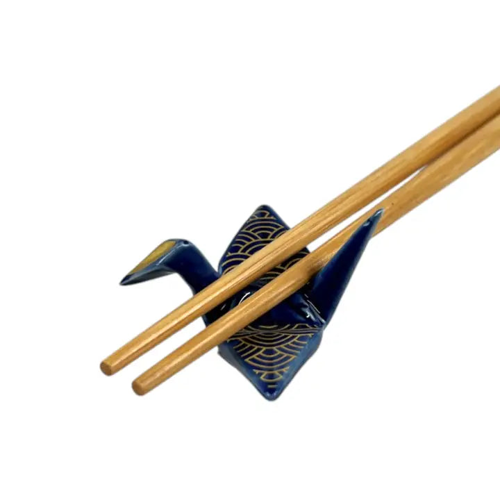 Seigaiha Navy Crane Chopstick Rest