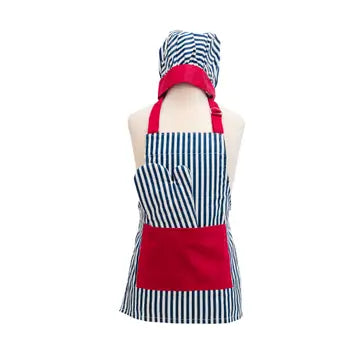 Striped 3 pc Kids Apron, Mitt & Hat Set
