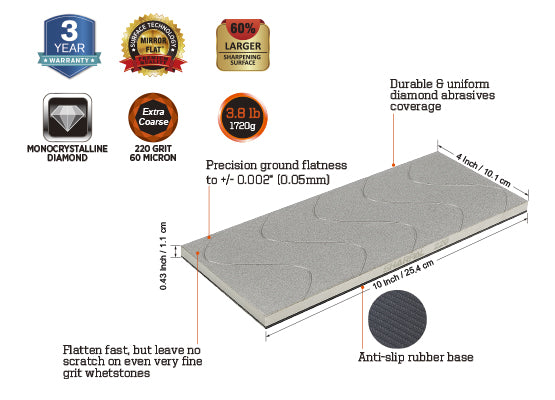 220 Grit Diamond Lapping Plate 10x4