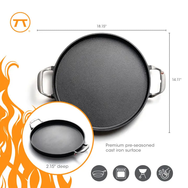 Deep Dish Cast Iron Pizza Grill Oven Pan