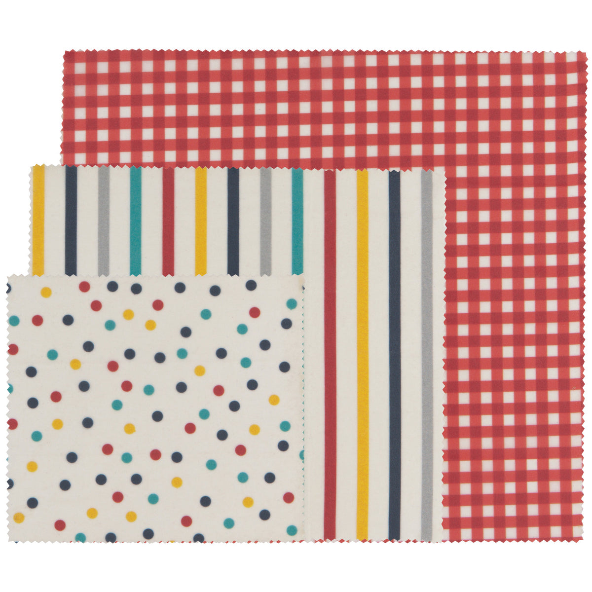 Gingham Dot Stripe S/3 Beeswax Wrap