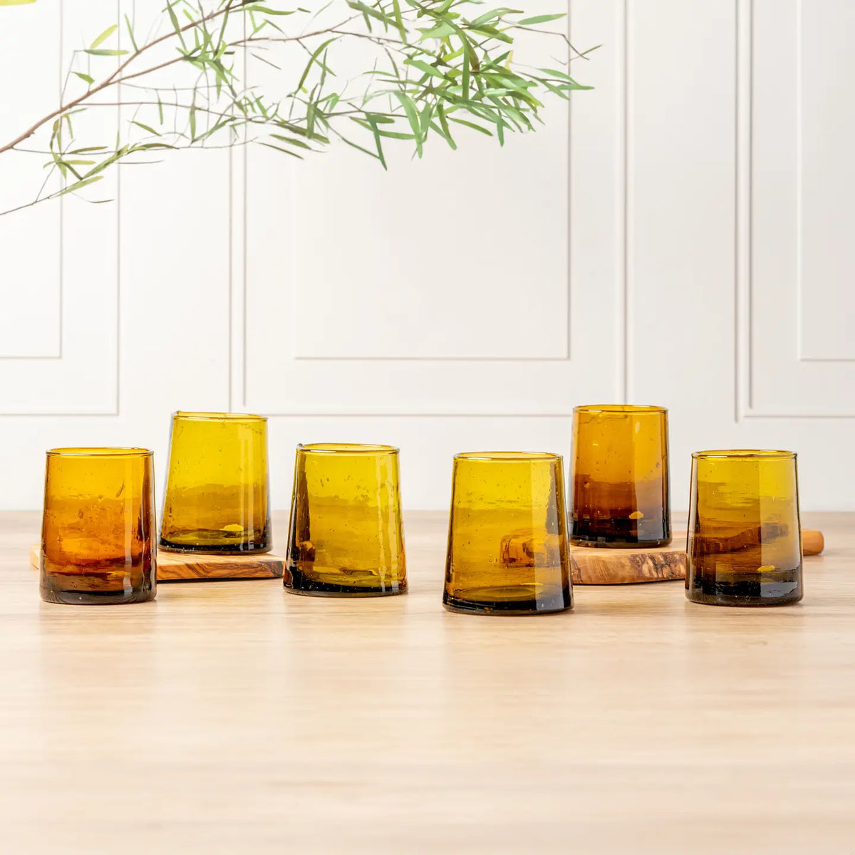 Handblown Moroccan Cone Glass, Small Amber