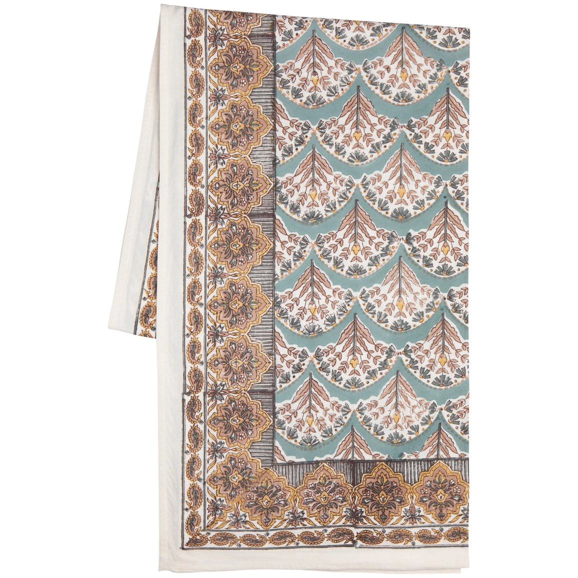 60x84 Bouquet Block Print Tablecloth