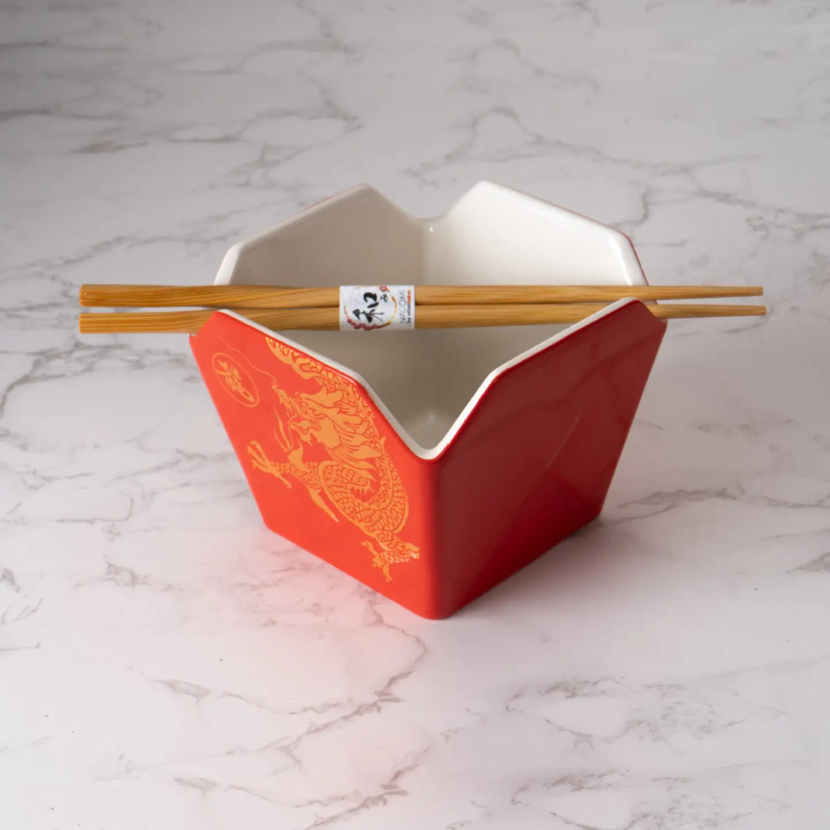 Red Dragon Takeout Box Donburi Bowl & Chopsticks Set