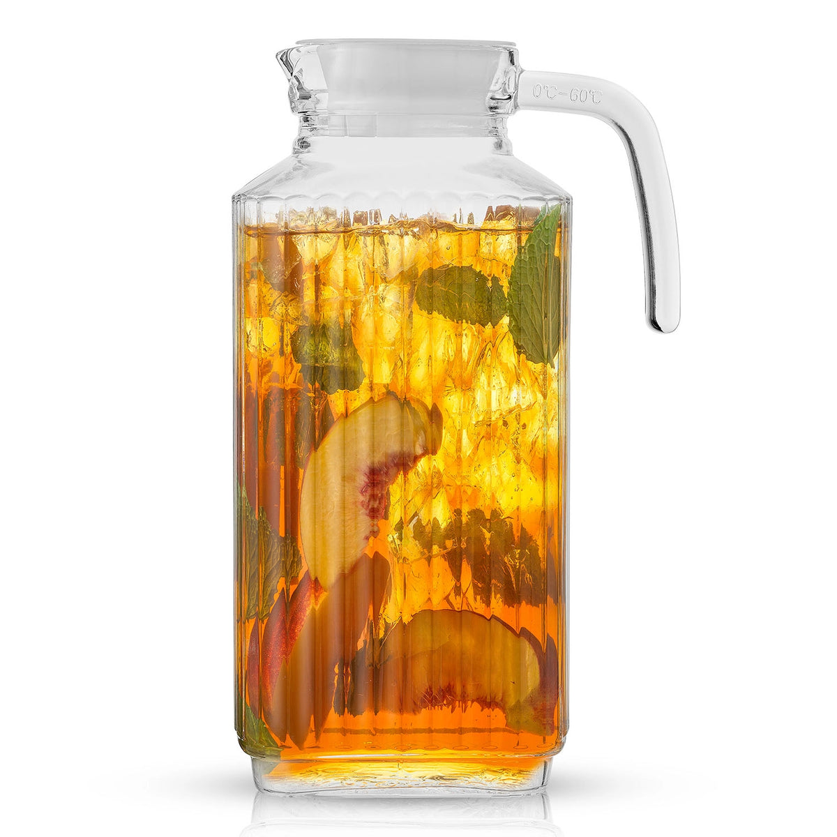 Fluted Glass Handle Serveware Pitcher w Lid
