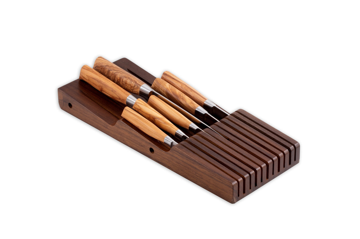 In Drawer Knife Holder, Acacia, 11 Slot