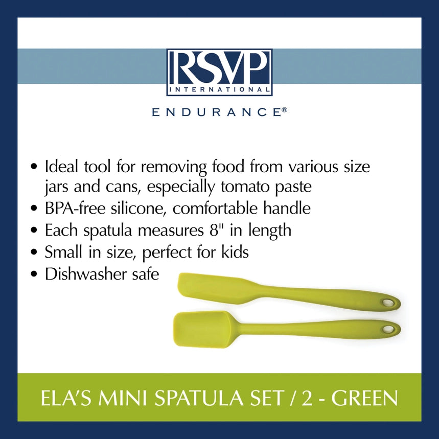 Ela's S/2 Mini Silicone Spatula, Green