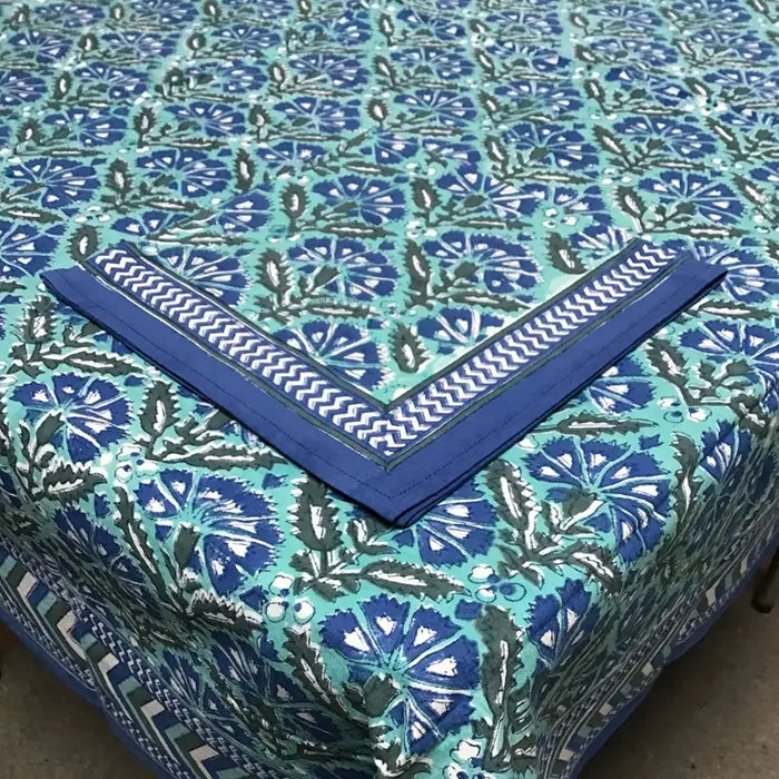 60x60 Blue Green Chrysanthemum Tablecloth