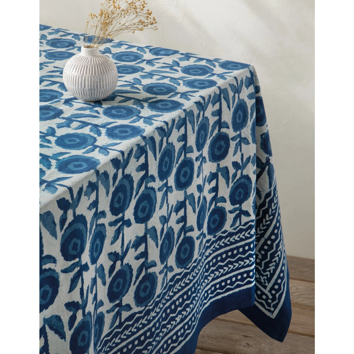 60x84 Gilia Block Print Tablecloth