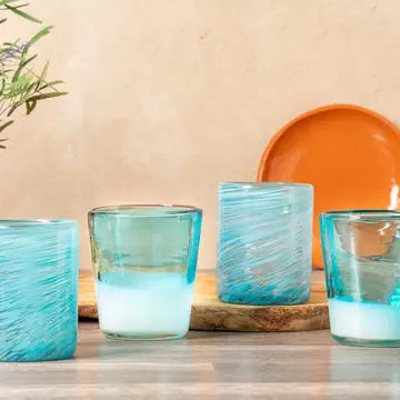 Handblown Glasses Aqua
