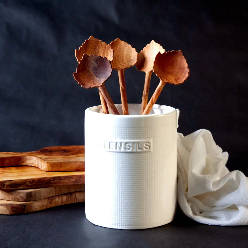 Aspen Leaf Large Hand-Carved Wooden Spoon