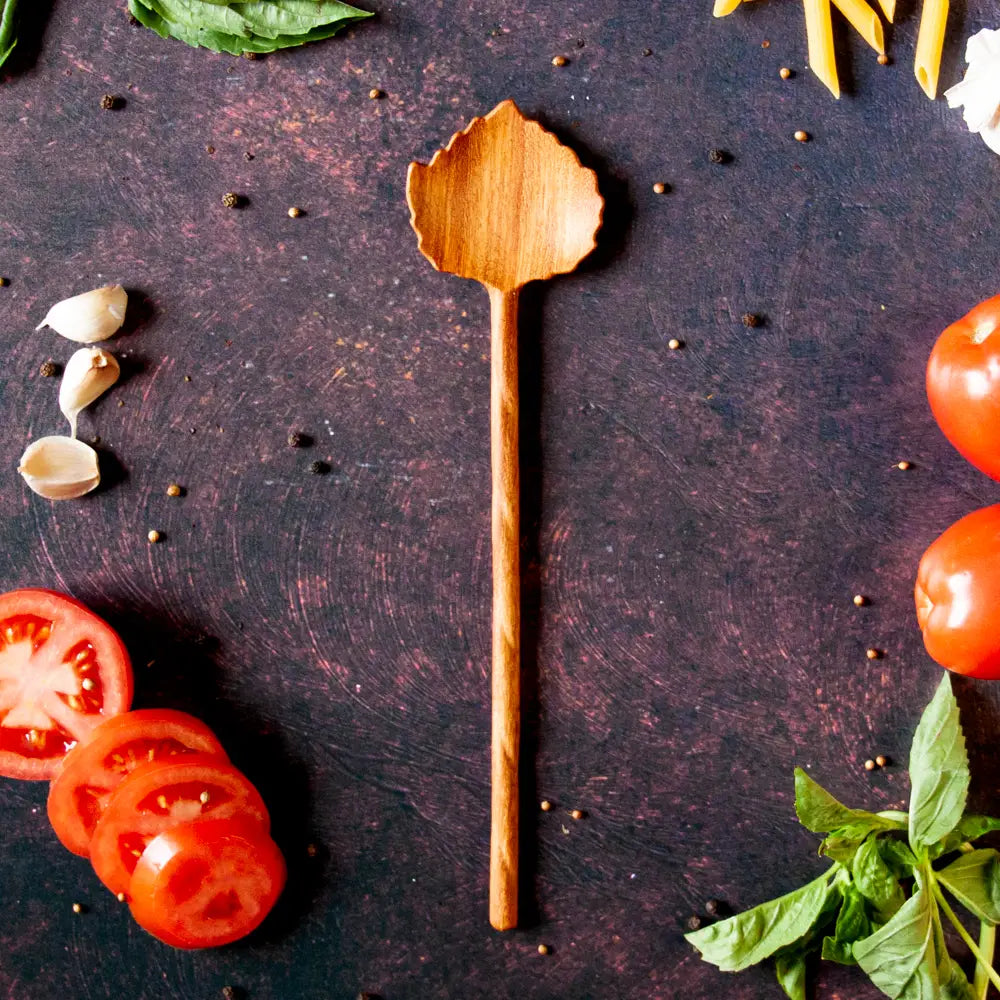 Aspen Leaf Large Hand-Carved Wooden Spoon