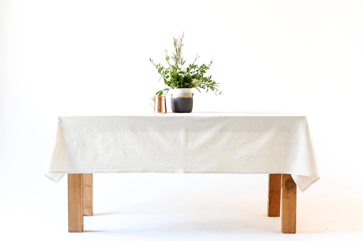 60"x90" Neutral Linen Tablecloth