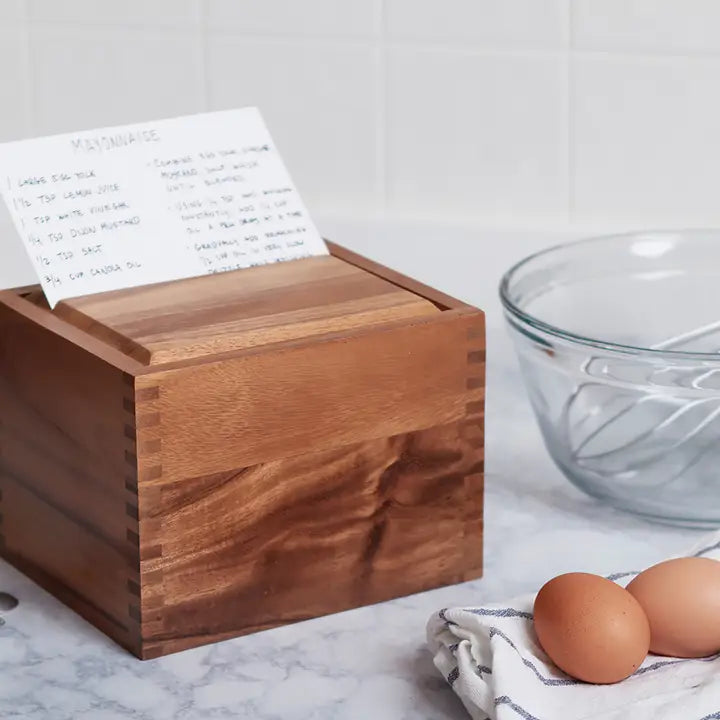 IW Wooden Recipe Card Box Acacia