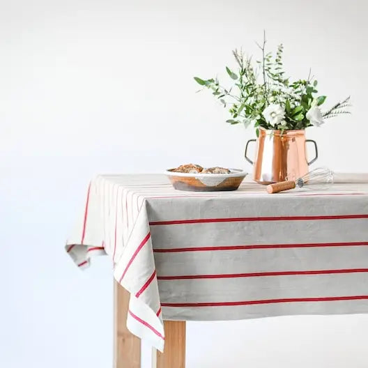 60"x120" Red Striped Tablecloth