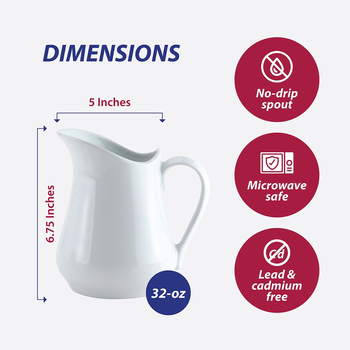Pitcher 32oz Porcelain Creamer