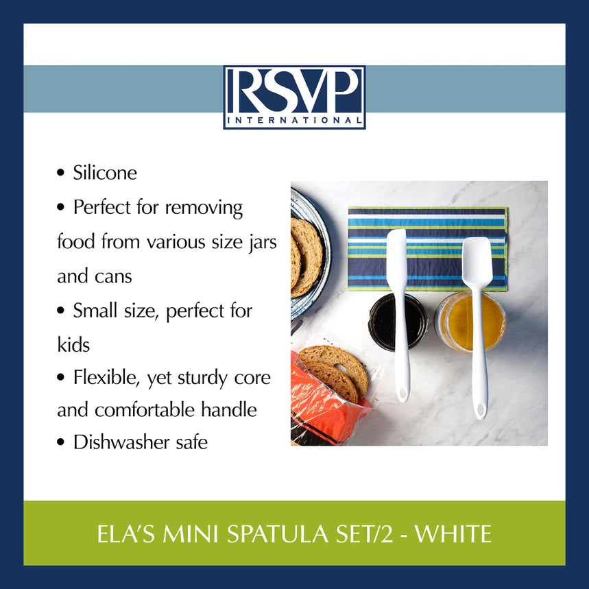 Ela's S/2 Mini Silicone Spatula, White