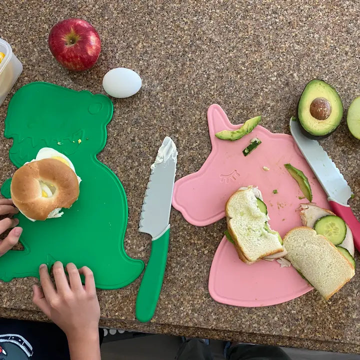Unicorn Cutting Board and Kid-Safe Knife Set