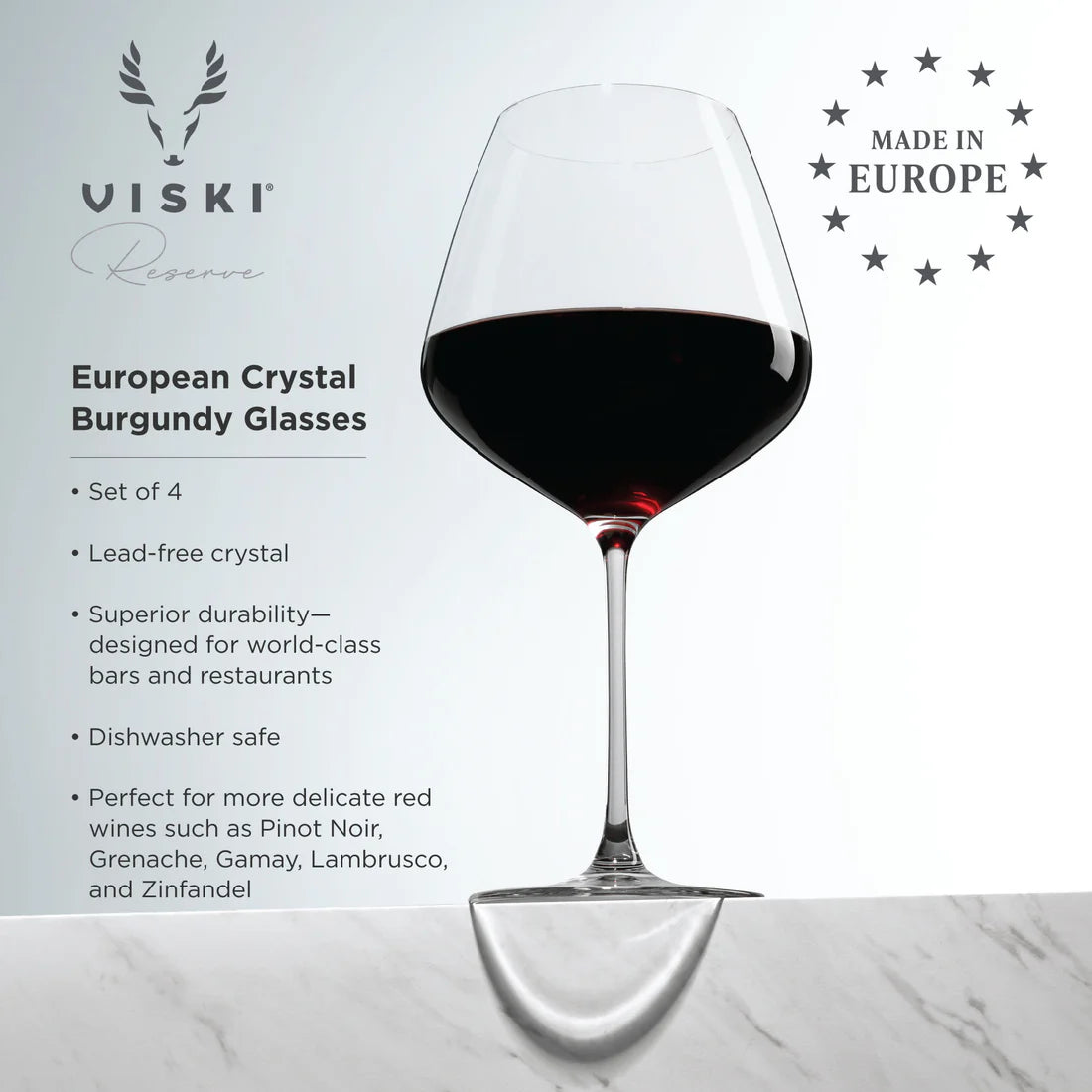 S/4 Inez Crystal Burgundy Glasses