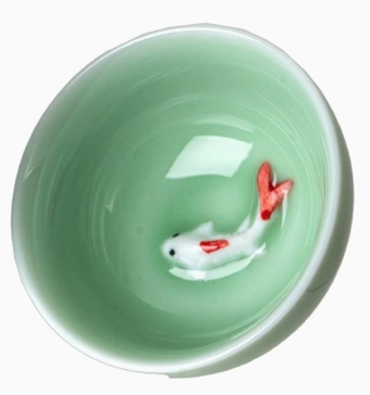 Green 2.5" Koi Fish Tea Cup