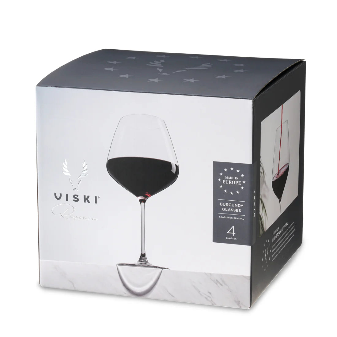 S/4 Inez Crystal Burgundy Glasses