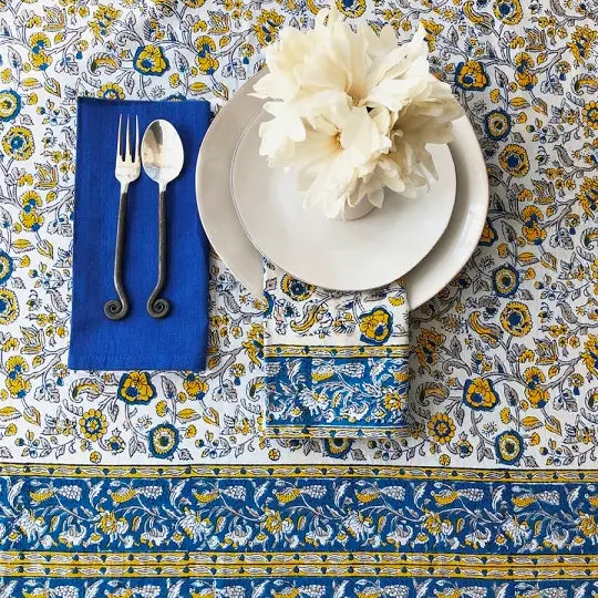 Tablecloth 86" Round Provence Blue Yellow
