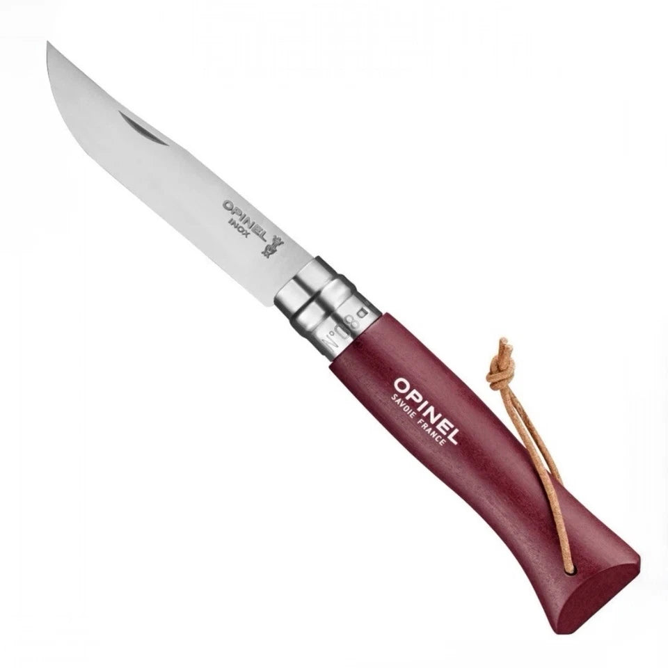 No.08 Colorama S/S Folding Knife, Lanyard, Burgundy (Garnet)