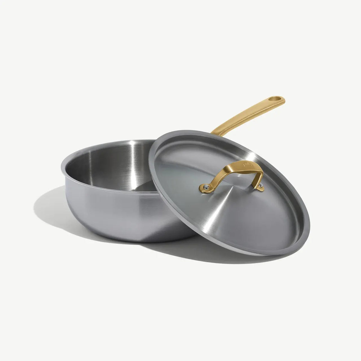 Saucier Stainless Steel Clad - 3 QT / Lid - Antique Brass Handle
