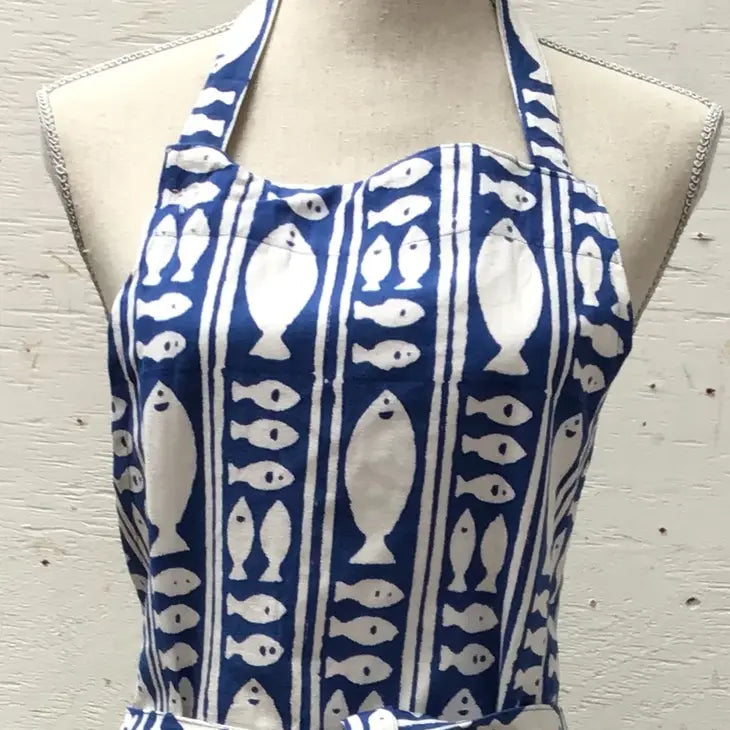 Blue Fish Stripe Apron