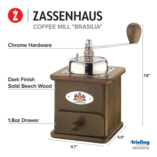 Zassenhaus Brasilia Coffee Mill, Dark Beechwood disc
